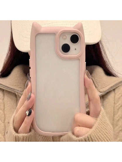 1pc Black/Pink Cute Cat Shaped 2-In-1 Protective Case/Black Cute Cat Phone Case