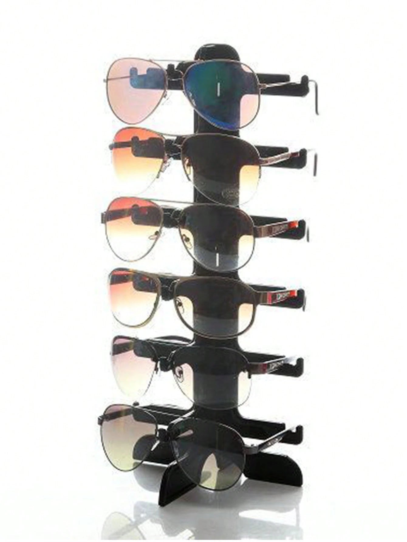 1pc Black Plastic Eyeglass Display Stand, Desktop Eyeglasses Glasses Storage Rack, Sunshade Glasses Finishing Storage Holder, For Dresser, Bedroom, Makeup Room, Mall Window