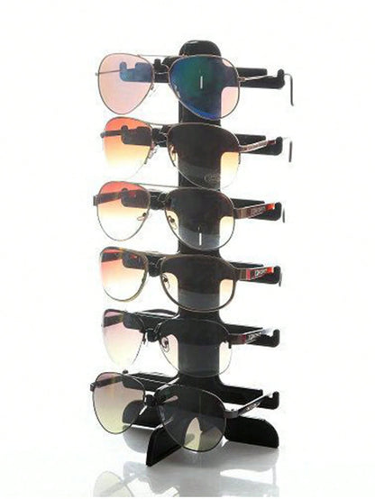 1pc Black Plastic Eyeglass Display Stand, Desktop Eyeglasses Glasses Storage Rack, Sunshade Glasses Finishing Storage Holder, For Dresser, Bedroom, Makeup Room, Mall Window