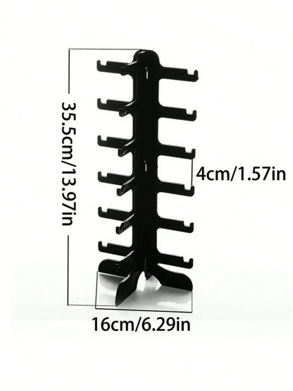 1pc Black Plastic Eyeglass Display Stand, Desktop Eyeglasses Glasses Storage Rack, Sunshade Glasses Finishing Storage Holder, For Dresser, Bedroom, Makeup Room, Mall Window