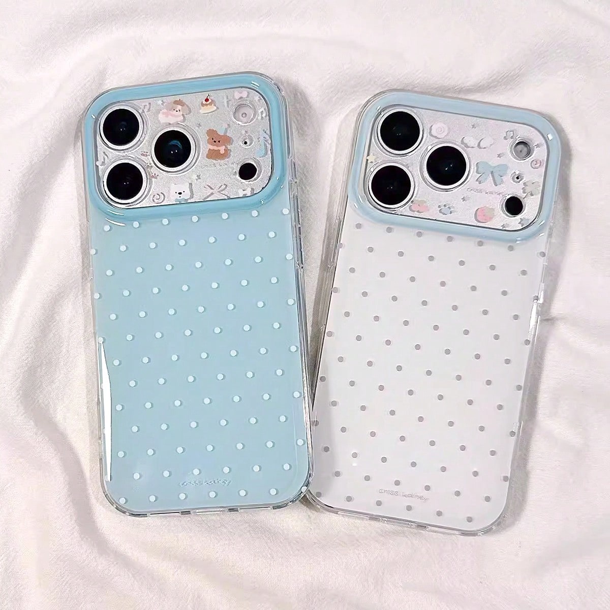 1PC Blue & White Polka Dot Cartoon Lens Design Silicone Phone Case Compatible With Iphone 17/17 Pro Max, 16/16 Pro, 15/15 Pro, 14/14 Pro, 13/13 Pro, 12/11, Full Coverage Shockproof Protective Cover