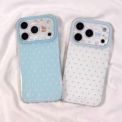 1PC Blue & White Polka Dot Cartoon Lens Design Silicone Phone Case Compatible With Iphone 17/17 Pro Max, 16/16 Pro, 15/15 Pro, 14/14 Pro, 13/13 Pro, 12/11, Full Coverage Shockproof Protective Cover