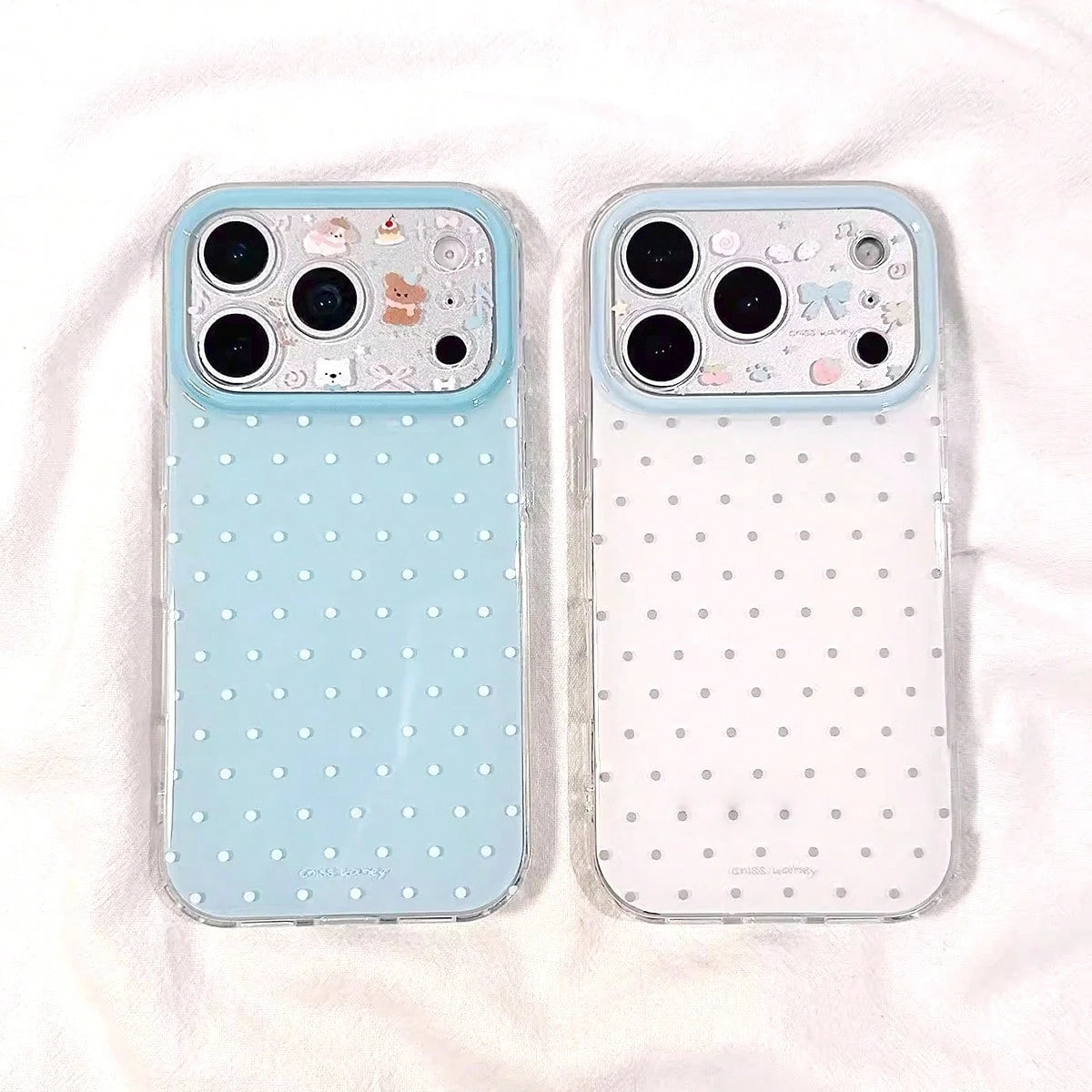 1PC Blue & White Polka Dot Cartoon Lens Design Silicone Phone Case Compatible With Iphone 17/17 Pro Max, 16/16 Pro, 15/15 Pro, 14/14 Pro, 13/13 Pro, 12/11, Full Coverage Shockproof Protective Cover