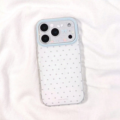 1PC Blue & White Polka Dot Cartoon Lens Design Silicone Phone Case Compatible With Iphone 17/17 Pro Max, 16/16 Pro, 15/15 Pro, 14/14 Pro, 13/13 Pro, 12/11, Full Coverage Shockproof Protective Cover