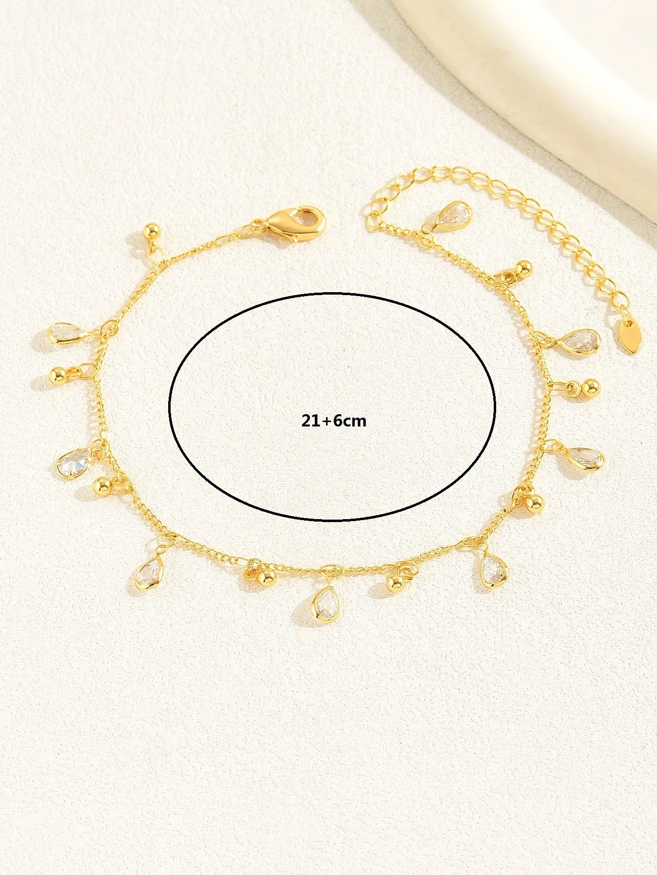 1pc Bohemian Beach Style Waterdrop Cubic Zirconia Decor Ankle Chain For Women, Vacation Dating Gift