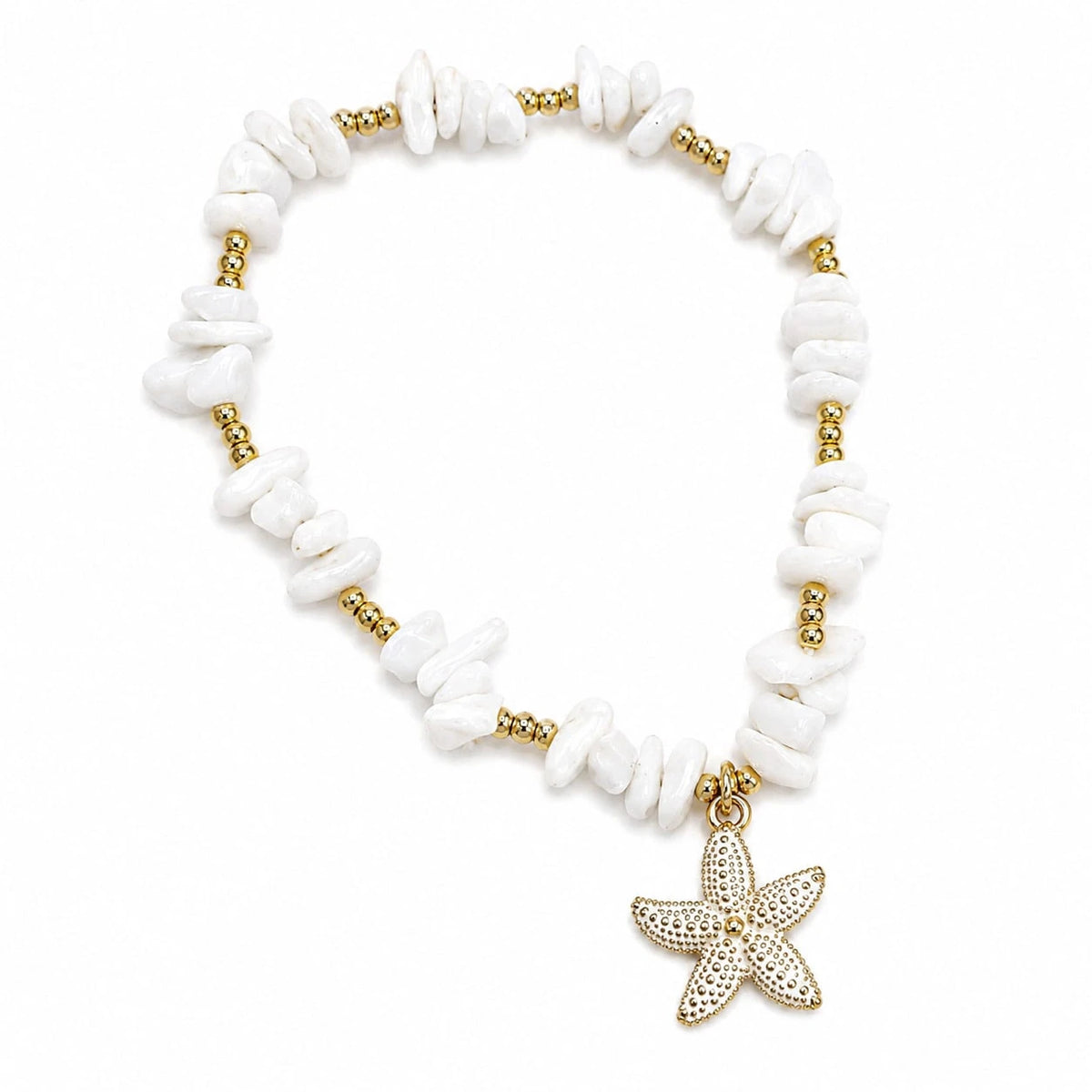1pc Bohemian Vintage Elegant Exquisite Crushed Stone Oil-Drip Starfish Pendant Anklet, Suitable For Women's Daily Casual, Travel, Banquet, Music Festival, Party, Beach Vacation Wear (Crushed Stone Bea