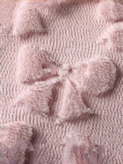 1pc Bow Decorative Pillow Cover, Cute Fluffy Soft Bow Decor Plush Pillow Case, Suitable For Bed, Sofa, Lounge Chair, Ideal For Room Decor, Valentine's Day, Autumn/Winter