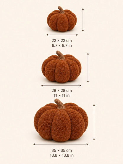 1pc Brown Pumpkin Pillow, Cozy Sherpa Plush Round Stuffed Cushion With Soft Textured Details, Decorative Throw Pillow For Sofa, Bed, Bedroom Decor And Living Room Decor, Fall Harvest Halloween Thanksg