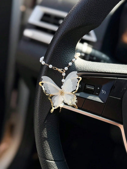 1pc Butterfly Shaped Car Steering Wheel Hanging Decor, Car Interior Accessory