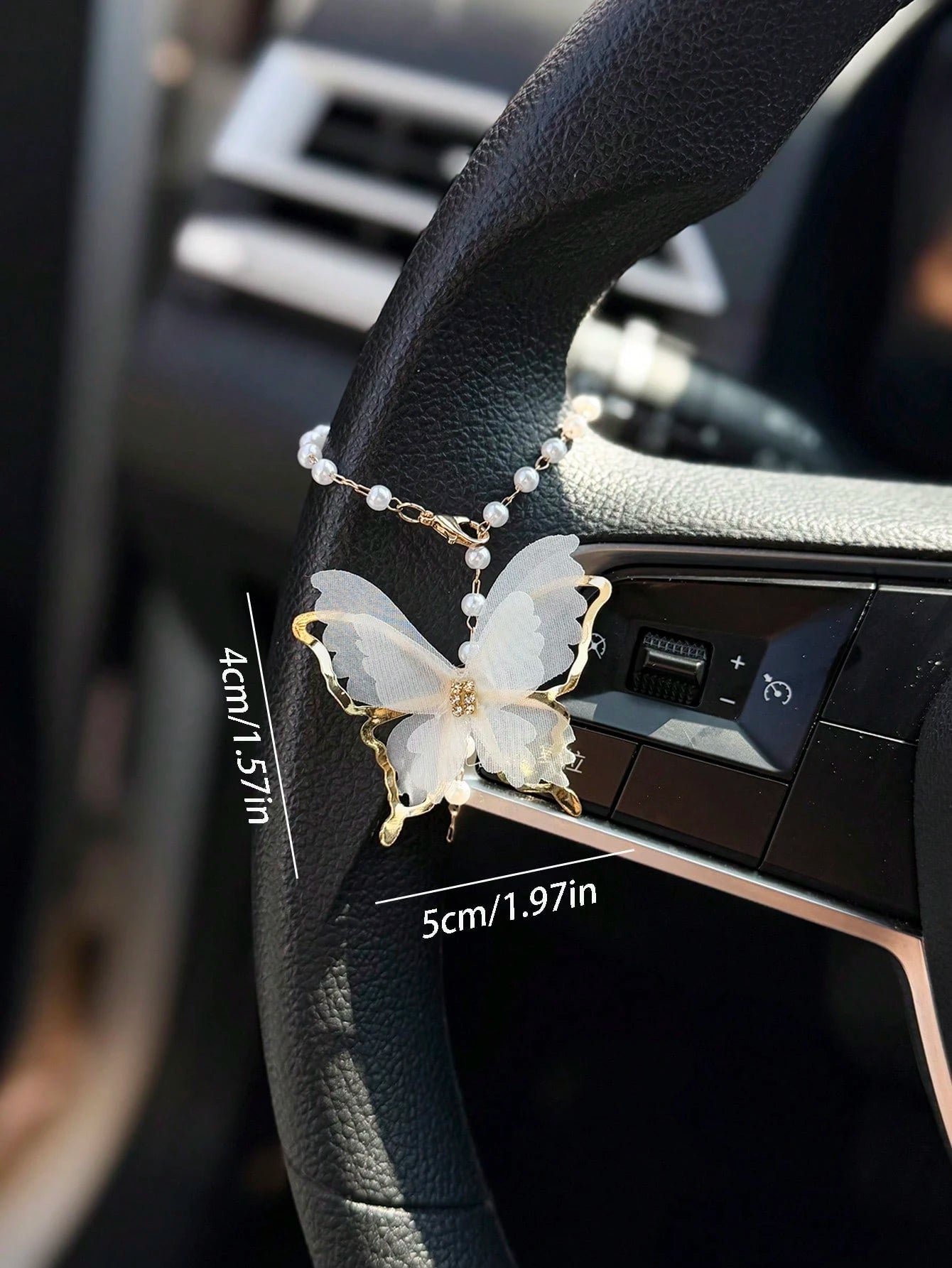 1pc Butterfly Shaped Car Steering Wheel Hanging Decor, Car Interior Accessory