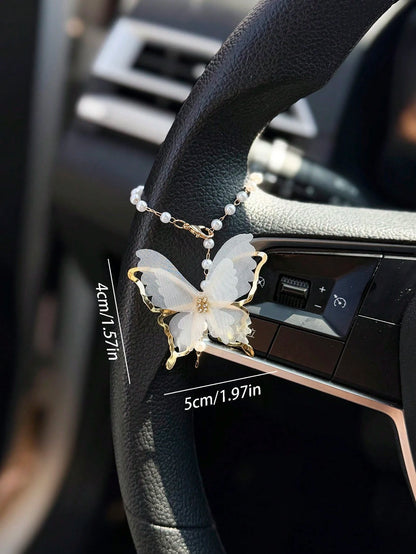 1pc Butterfly Shaped Car Steering Wheel Hanging Decor, Car Interior Accessory