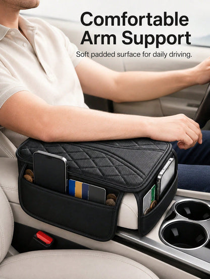 1pc Car Armrest Cover,Extra Storage Pouch Dirt-Resistant Car Center Console Cover For Ride Hailing Padded Auto Armrest Box Cushion Ideal For Family Trips Versatile Car Armrest Cover Car InteriorAccess