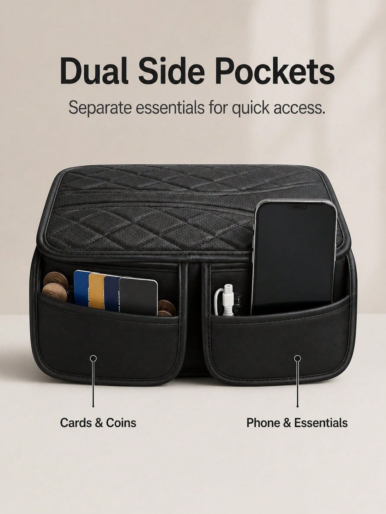 1pc Car Armrest Cover,Extra Storage Pouch Dirt-Resistant Car Center Console Cover For Ride Hailing Padded Auto Armrest Box Cushion Ideal For Family Trips Versatile Car Armrest Cover Car InteriorAccess