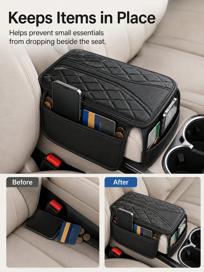 1pc Car Armrest Cover,Extra Storage Pouch Dirt-Resistant Car Center Console Cover For Ride Hailing Padded Auto Armrest Box Cushion Ideal For Family Trips Versatile Car Armrest Cover Car InteriorAccess