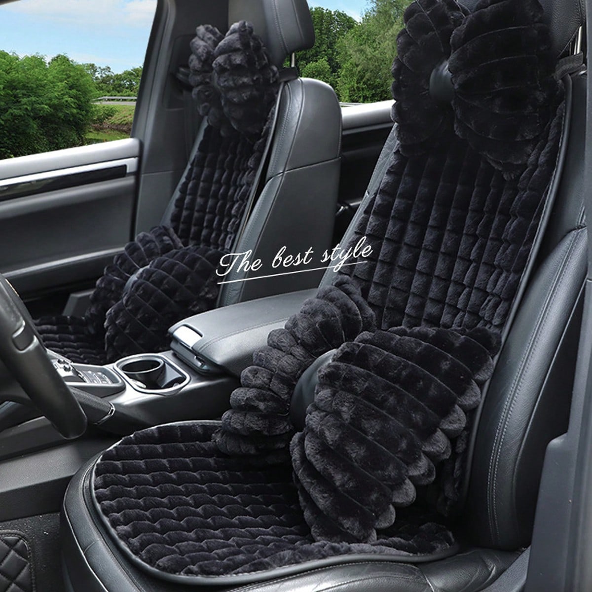 1pc Car Plush Seat Cushion, Non-Slip Comfortable Half-Cover Seat Protector Set, Suitable For Autumn/Winter