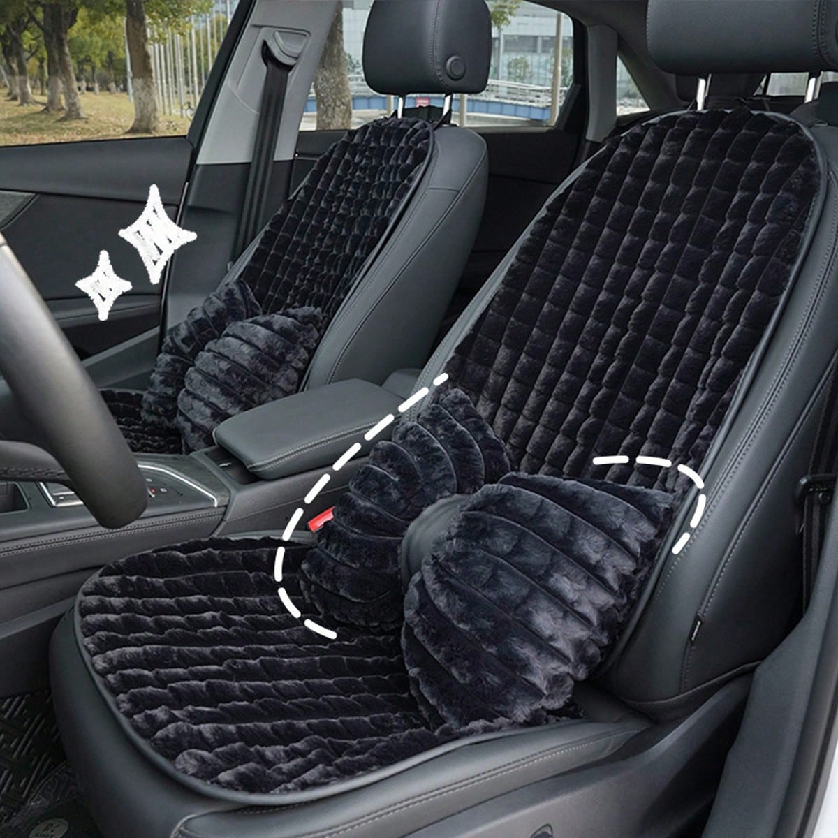 1pc Car Plush Seat Cushion, Plush Non-Slip Comfortable Half-Pack Seat Cushion Protection Set, Suitable For Autumn And Winter Use