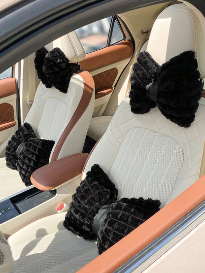 1pc Car Plush Seat Cushion, Plush Non-Slip Comfortable Half-Pack Seat Cushion Protection Set, Suitable For Autumn And Winter Use