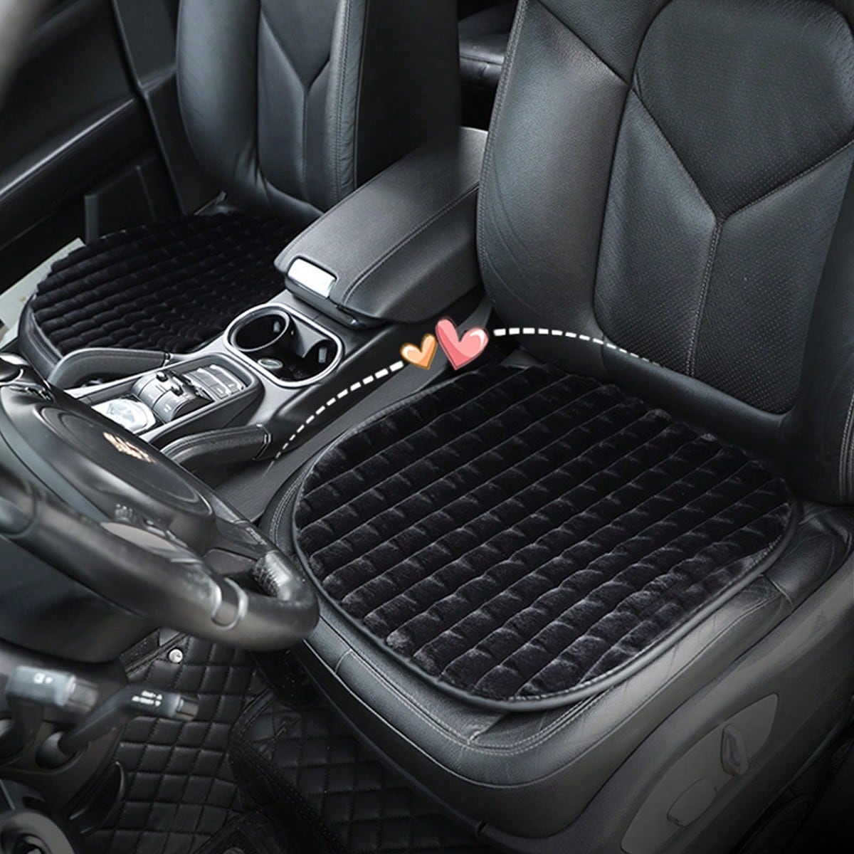 1pc Car Plush Seat Cushion, Plush Non-Slip Comfortable Half-Pack Seat Cushion Protection Set, Suitable For Autumn And Winter Use