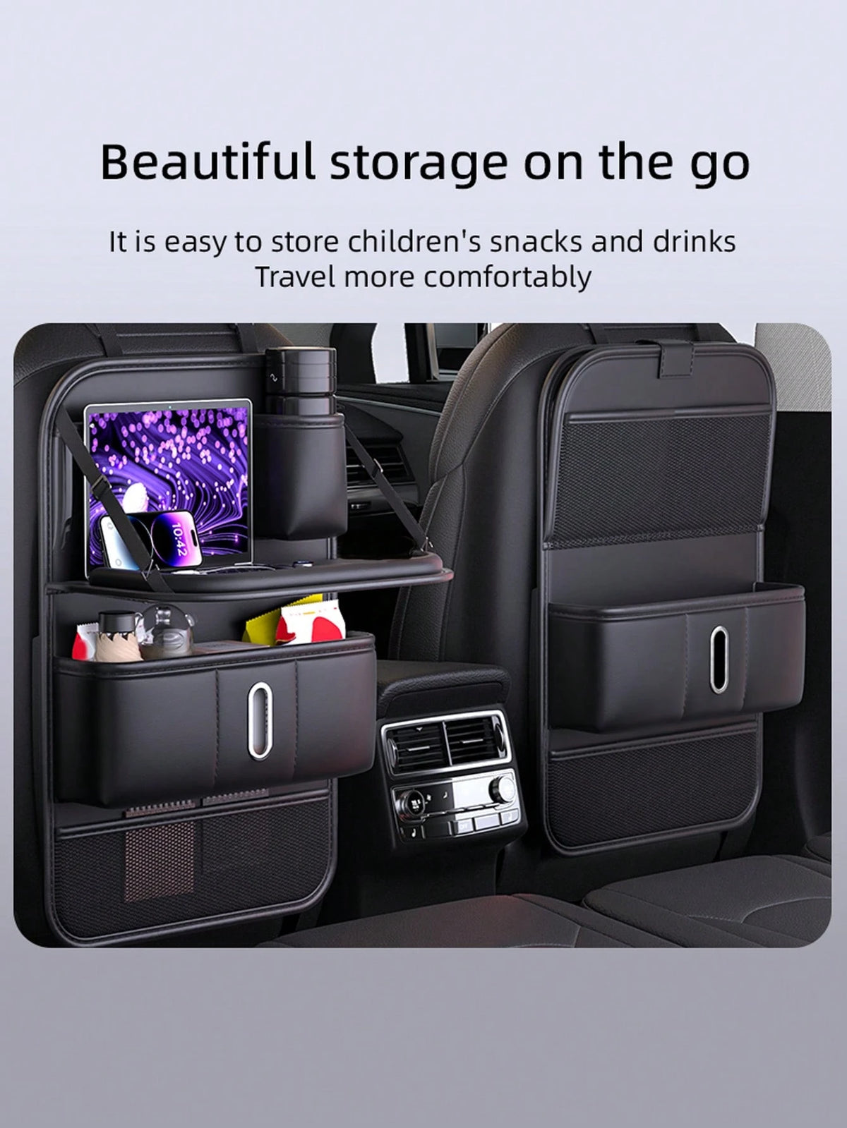 1pc Car Seat Back Organizer Bag, Car Storage Hanging Bag With Backseat Tray