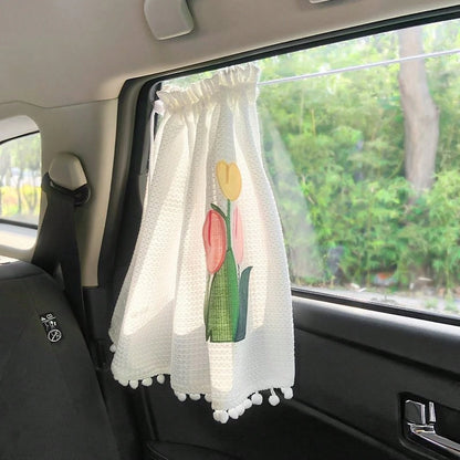 1PC Car Sunshade Curtain In A Fresh And Simple Style, Suction Cup Type, For Sun Protection And Heat Insulation Inside The Car, Suitable For Children