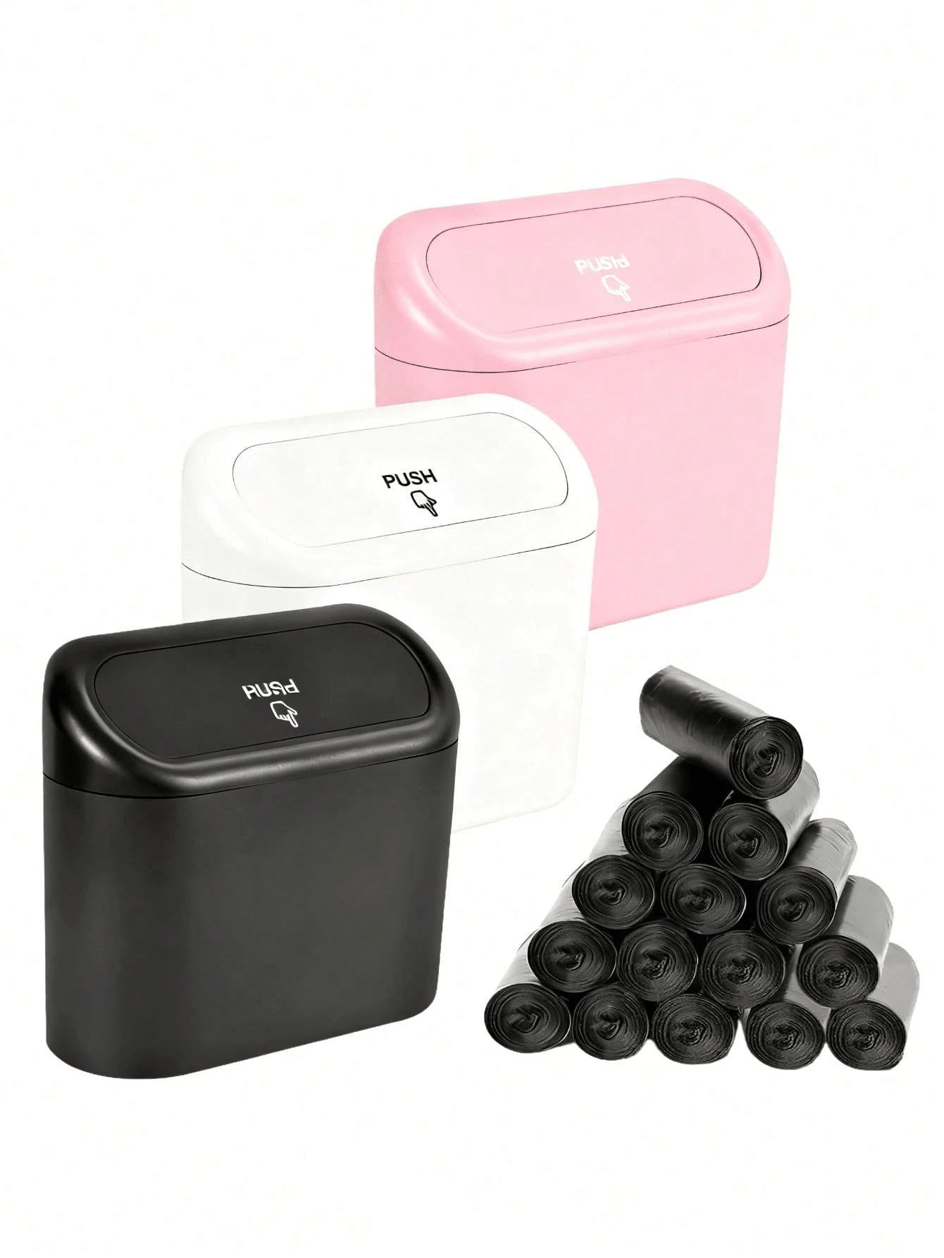 1pc Car Trash Can With Lid, Universal Mini Leak-Proof Garbage Bin Storage Bucket For Front And Rear Seats, Car Accessories, Suitable For Car, Office, Bedroom, Home (Black)