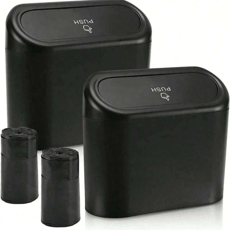 1pc Car Trash Can With Lid, Universal Mini Leak-Proof Garbage Bin Storage Bucket For Front And Rear Seats, Car Accessories, Suitable For Car, Office, Bedroom, Home (Black)