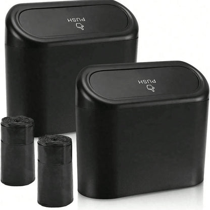 1pc Car Trash Can With Lid, Universal Mini Leak-Proof Garbage Bin Storage Bucket For Front And Rear Seats, Car Accessories, Suitable For Car, Office, Bedroom, Home (Black)