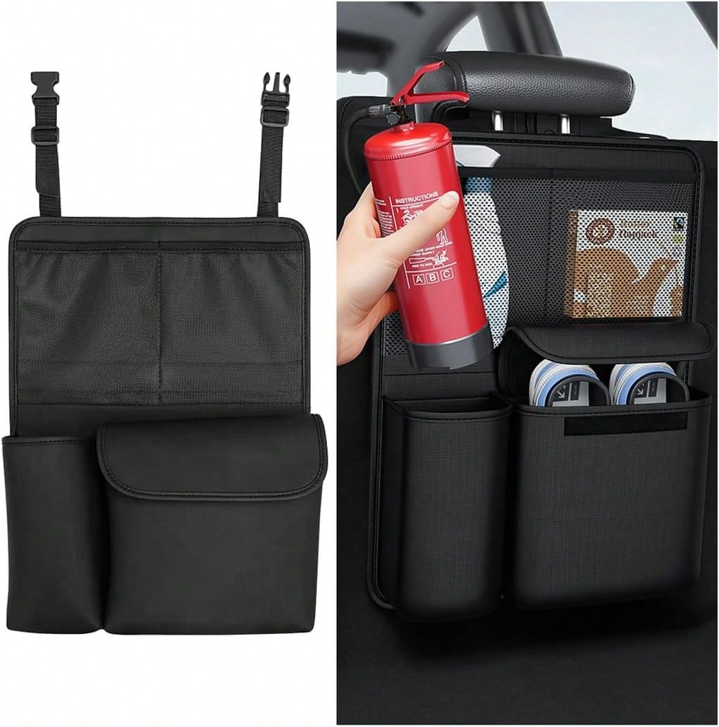 1pc Car Trunk Organizer, Detachable Vehicle Backseat Storage Bag With 4 Compartments, Large Capacity Back Seat Organization Hanger With Lids, Space Saving Universal Automotive Accessories