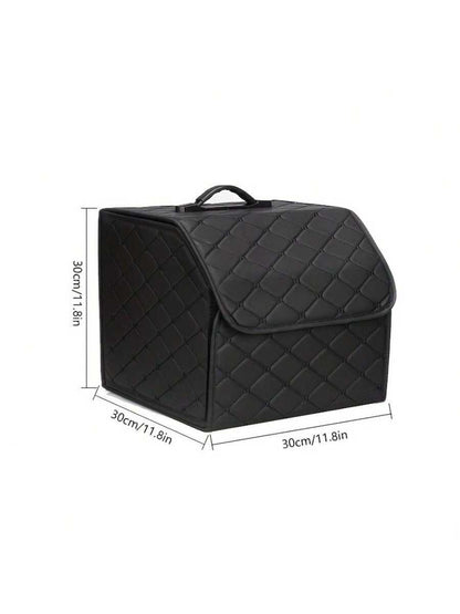 1pc Car Trunk Storage Box, Large Capacity, Multi-Function Tool Storage Bag, PU Leather Folding Organizer, Emergency Storage Box