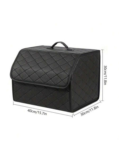 1pc Car Trunk Storage Box, Large Capacity, Multi-Function Tool Storage Bag, PU Leather Folding Organizer, Emergency Storage Box