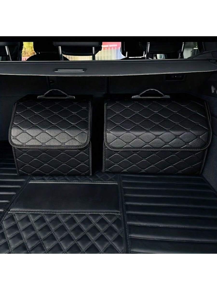 1pc Car Trunk Storage Box, Large Capacity, Multi-Function Tool Storage Bag, PU Leather Folding Organizer, Emergency Storage Box