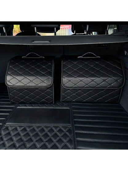 1pc Car Trunk Storage Box, Large Capacity, Multi-Function Tool Storage Bag, PU Leather Folding Organizer, Emergency Storage Box