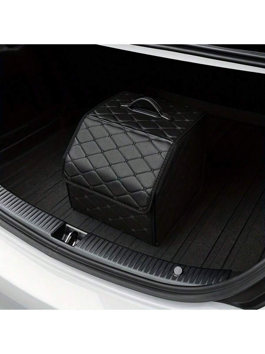 1pc Car Trunk Storage Box, Large Capacity, Multi-Function Tool Storage Bag, PU Leather Folding Organizer, Emergency Storage Box