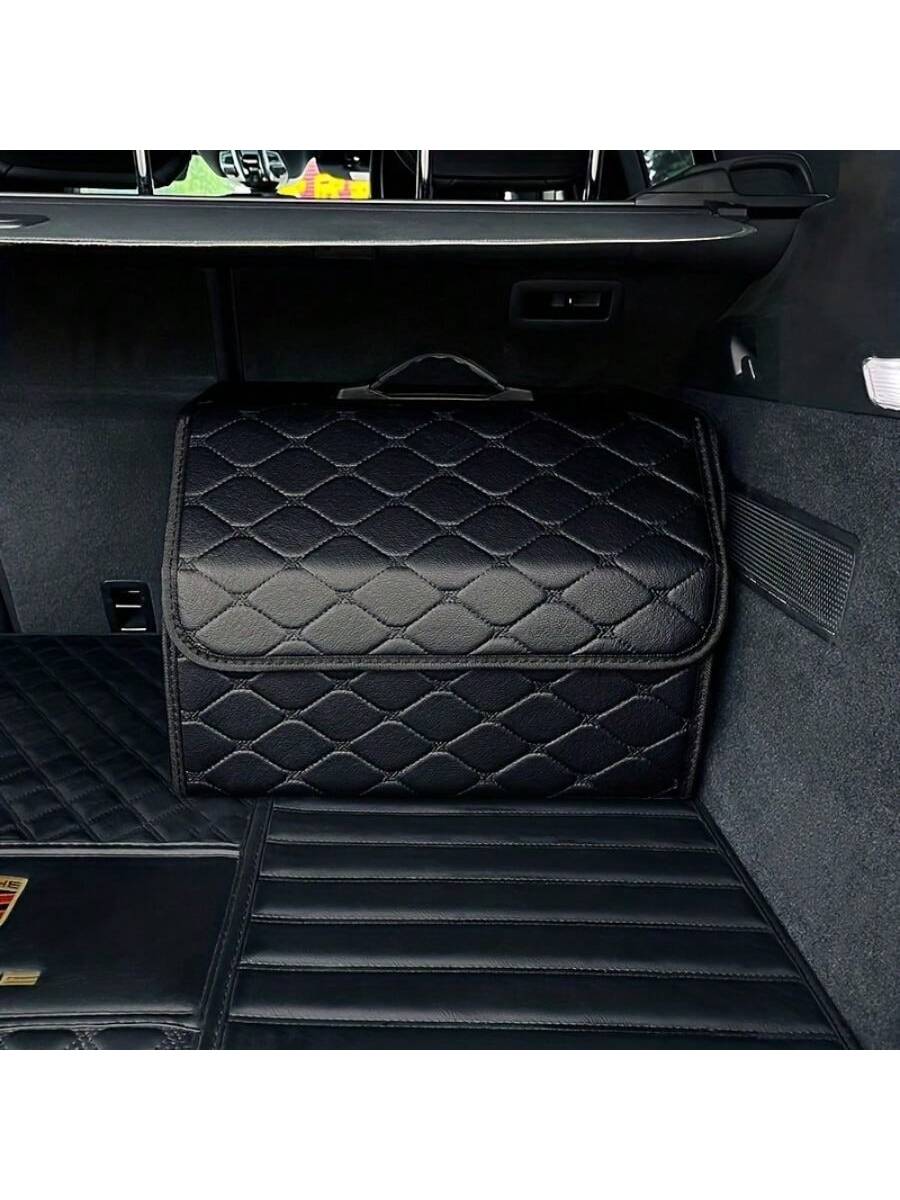 1pc Car Trunk Storage Box, Large Capacity, Multi-Function Tool Storage Bag, PU Leather Folding Organizer, Emergency Storage Box