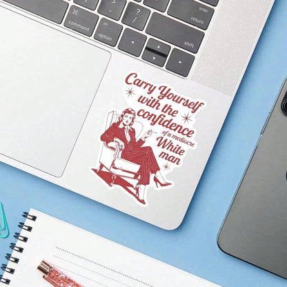1PC Carry Yourself Confidence Sticker, Funny Vintage Lady Laptop Decal, Bold Quote Vinyl, Empowerment Gift, Waterproof Peel & Stick Water Bottle Sticker, Durable Retro Woman Tumbler Decal