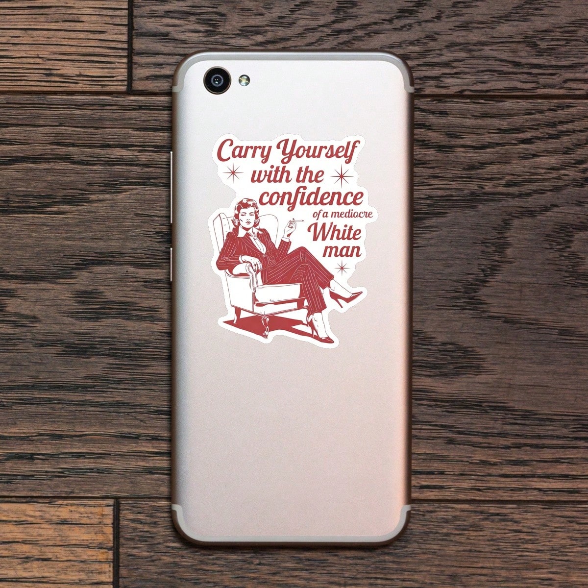 1PC Carry Yourself Confidence Sticker, Funny Vintage Lady Laptop Decal, Bold Quote Vinyl, Empowerment Gift, Waterproof Peel & Stick Water Bottle Sticker, Durable Retro Woman Tumbler Decal
