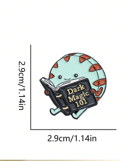 1pc Cartoon Creative Enamel Brooch, Dark Magic Book Brooch, Cartoon Backpack Badge, Suitable For Backpacks, Hats, Clothing Decoration Pin For Clothes Bag Charm School Kpop Teacher Supplies Bag Charms