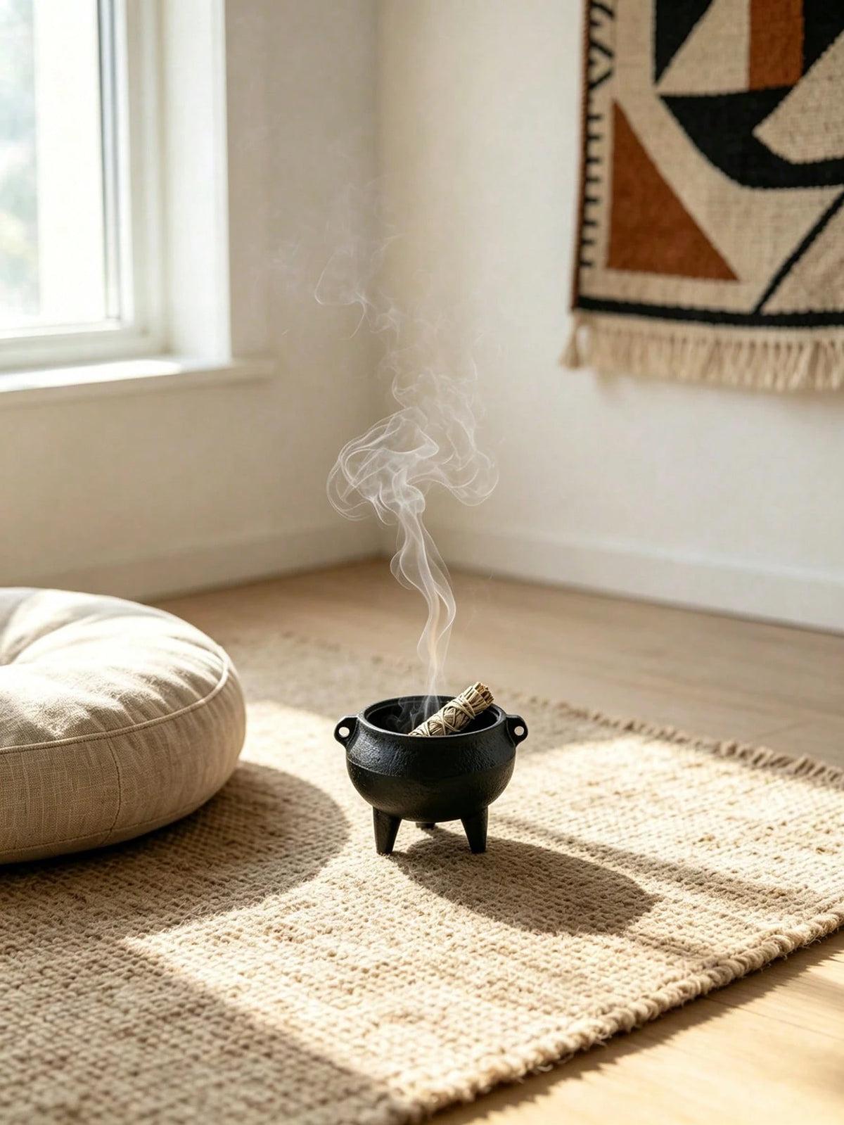 1pc Cast Iron Incense Burner With Lid, Three-Legged Sage And Palo Santo Incense Holder, Portable Meditation Purification Bowl, Home Space Purification, Vintage Desktop Decor Ritual Ornament, Suitable