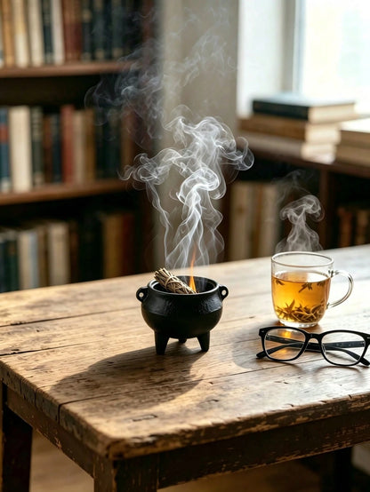 1pc Cast Iron Incense Burner With Lid, Three-Legged Sage And Palo Santo Incense Holder, Portable Meditation Purification Bowl, Home Space Purification, Vintage Desktop Decor Ritual Ornament, Suitable