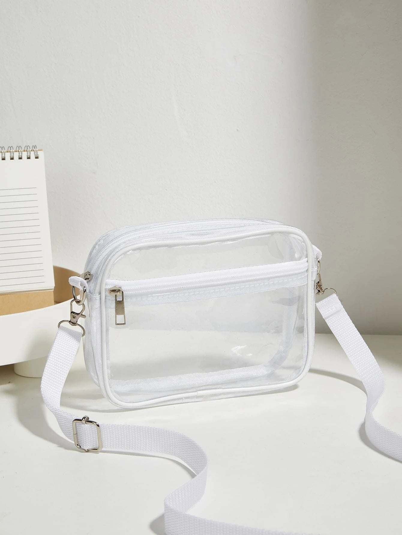 1PC Casual Fashionable PVC Transparent Shoulder Bag Suitable For Beach Concert Mini And Fashionable Pvc Zip Shoulder Bag Stadium Approved 12*12*6 Clear Transparent Purse Bag For Concerts Sports Events