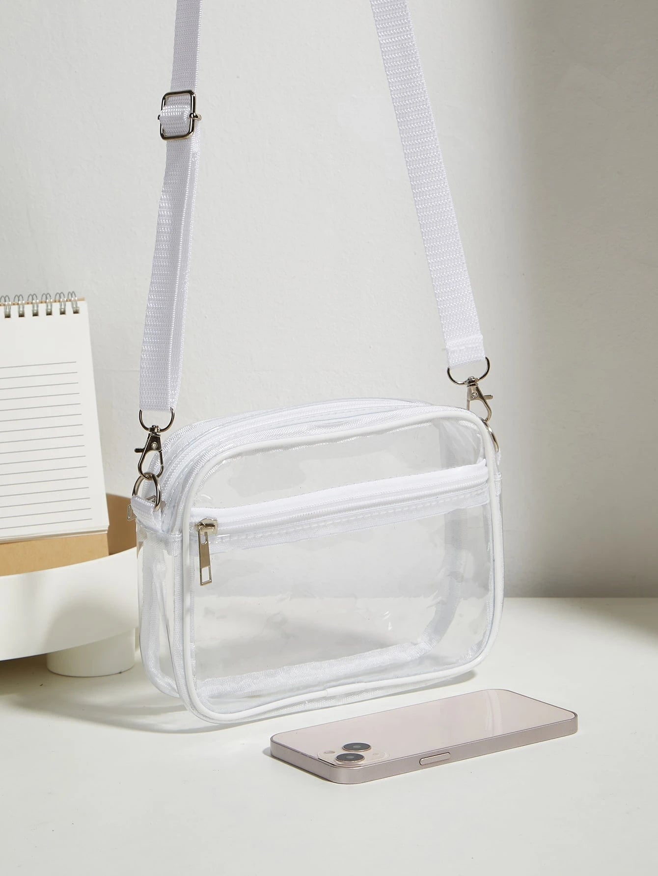 1PC Casual Fashionable PVC Transparent Shoulder Bag Suitable For Beach Concert Mini And Fashionable Pvc Zip Shoulder Bag Stadium Approved 12*12*6 Clear Transparent Purse Bag For Concerts Sports Events