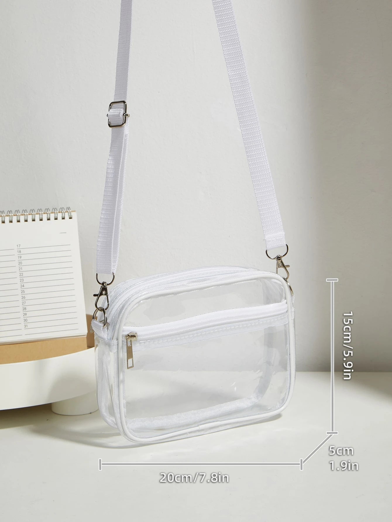 1PC Casual Fashionable PVC Transparent Shoulder Bag Suitable For Beach Concert Mini And Fashionable Pvc Zip Shoulder Bag Stadium Approved 12*12*6 Clear Transparent Purse Bag For Concerts Sports Events