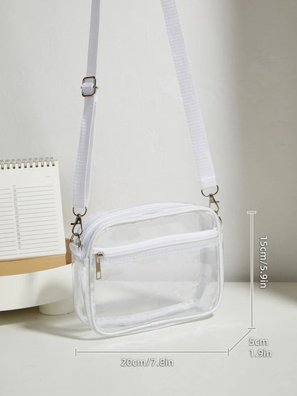1PC Casual Fashionable PVC Transparent Shoulder Bag Suitable For Beach Concert Mini And Fashionable Pvc Zip Shoulder Bag Stadium Approved 12*12*6 Clear Transparent Purse Bag For Concerts Sports Events