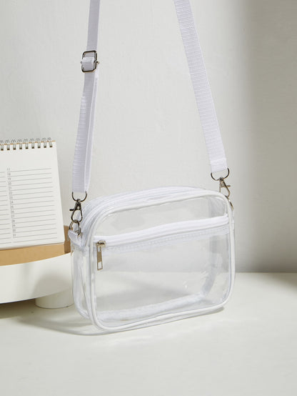1PC Casual Fashionable PVC Transparent Shoulder Bag Suitable For Beach Concert Mini And Fashionable Pvc Zip Shoulder Bag Stadium Approved 12*12*6 Clear Transparent Purse Bag For Concerts Sports Events