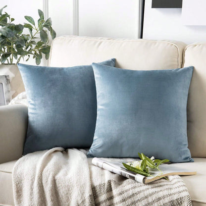 1pc Chemical Fiber Cushion Cover, Minimalist Lake Blue Decorative Throw Pillow Case Without Filler For Sofa