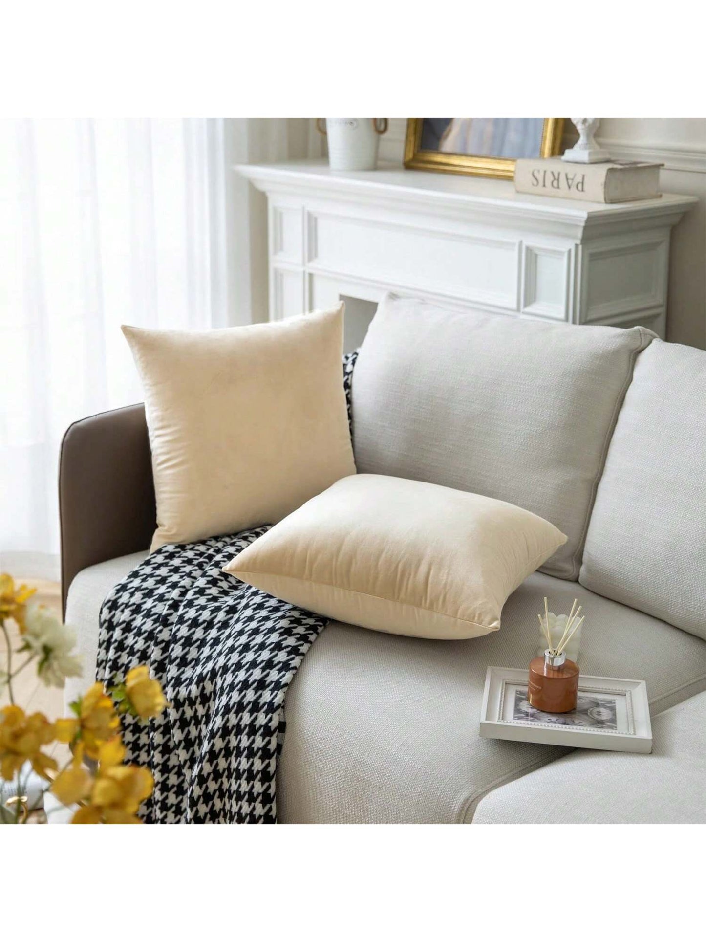 1pc Chemical Fiber Cushion Cover, Minimalist Lake Blue Decorative Throw Pillow Case Without Filler For Sofa