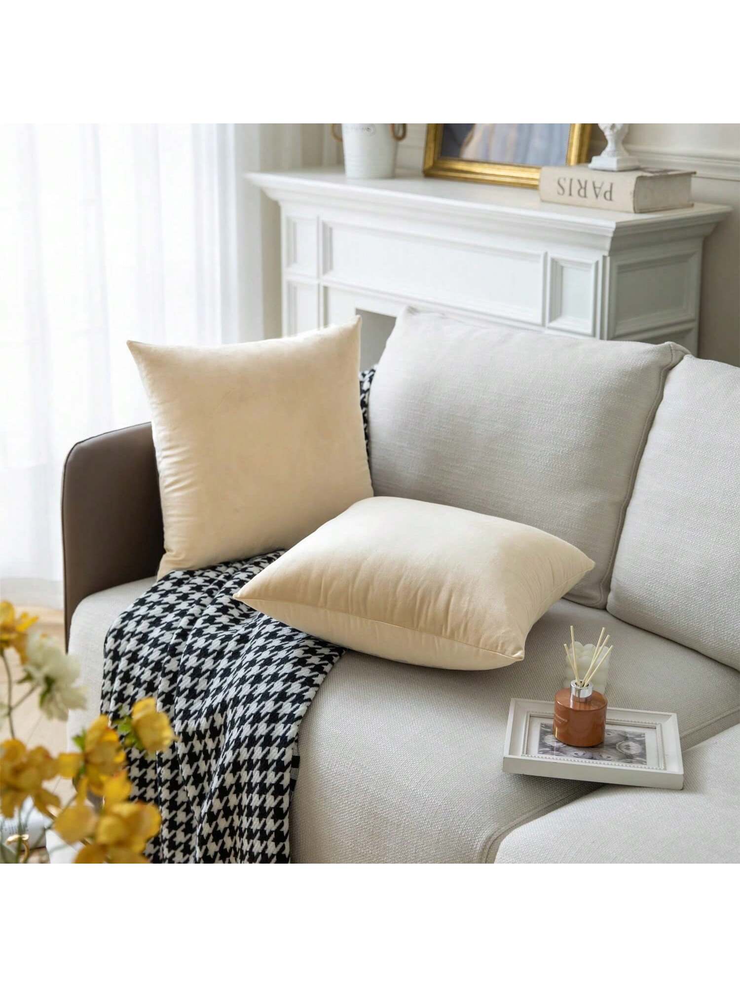 1pc Chemical Fiber Cushion Cover, Minimalist Lake Blue Decorative Throw Pillow Case Without Filler For Sofa