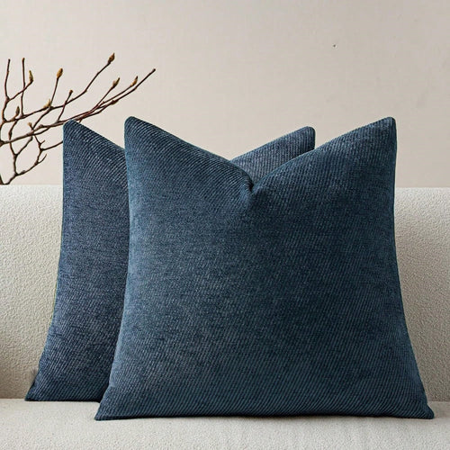 1pc Chenille Solid Striped Decorative Throw Pillow Cover, Suitable For Sofa, Living Room, Bed