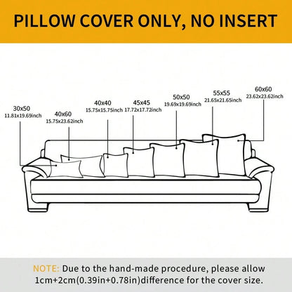 1pc Chenille Solid Striped Decorative Throw Pillow Cover, Suitable For Sofa, Living Room, Bed