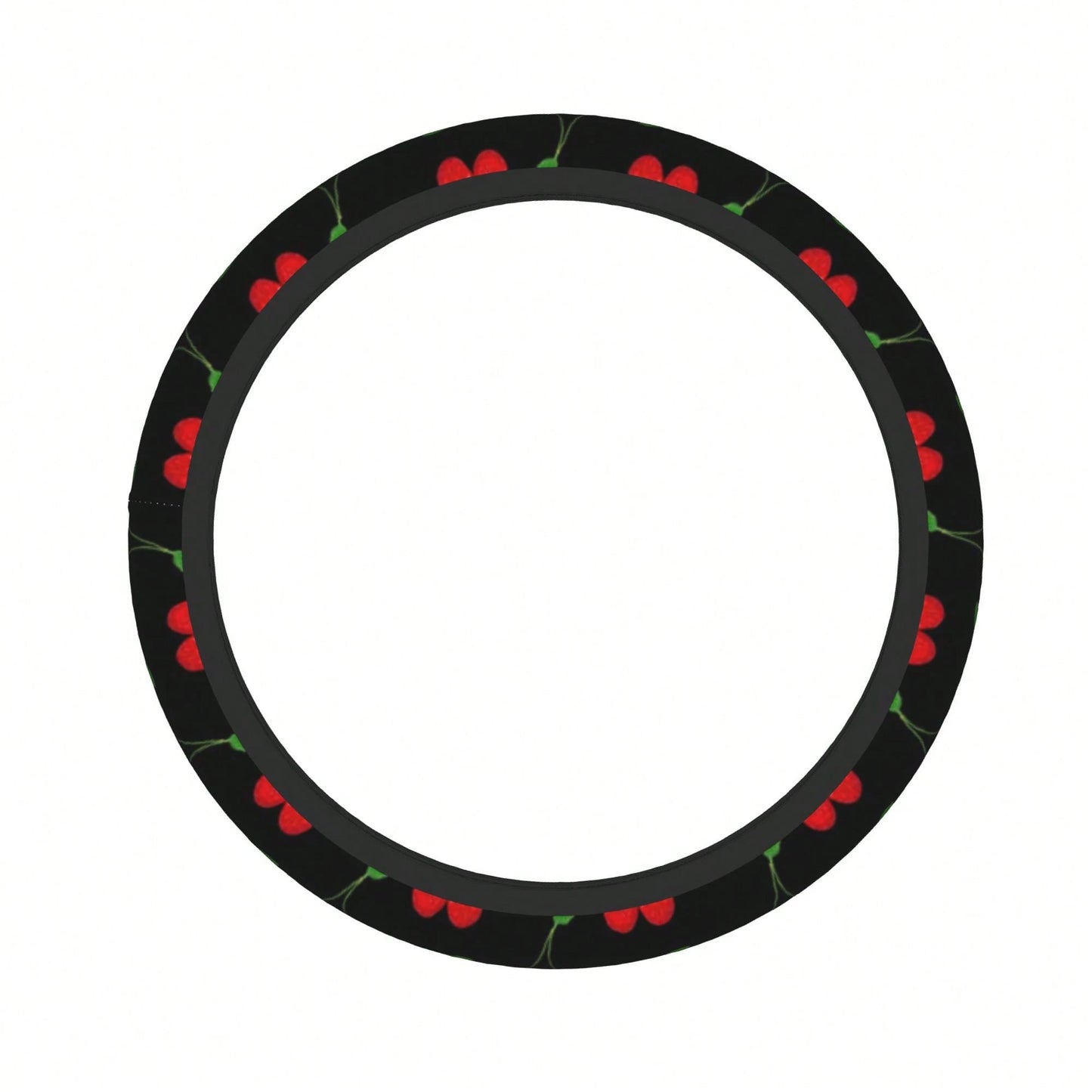 1pc Cherry Print Car Steering Wheel Cover, Waterproof, No Inner Ring, Protective Cover For Car Interior Steering Wheel, Suitable For All Seasons